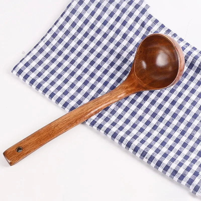 Large Wooden Soup Ladle for High-Temperature Cooking