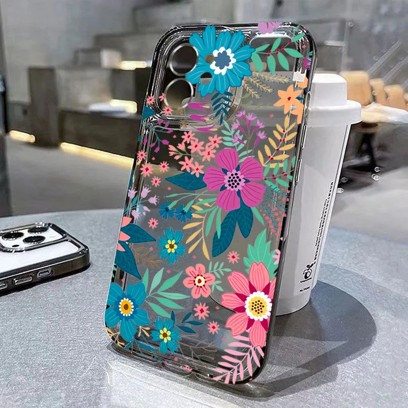 Blossoming Transparent TPU Phone Case for Various iPhone Models