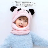 Cozy Cartoon Scarf Hat Set for Kids - Double Layer Wool Warmth