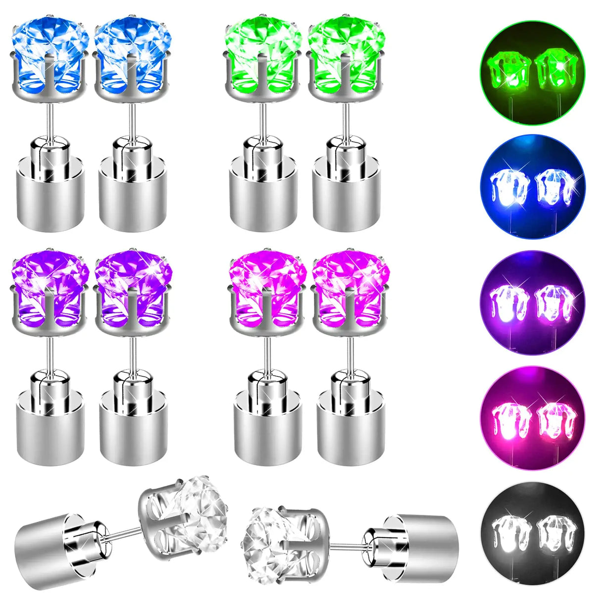 LED Light Up Stainless Steel Ear Studs - Eye-Catching Glow Stick Earrings