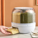 Multi-Compartment Rotating Grain Storage Dispenser with Moisture-Proof Sealing