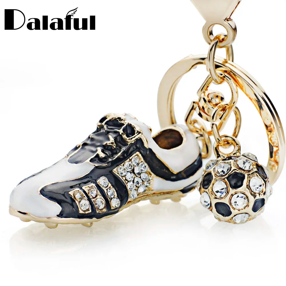 Crystal Rhinestone Football Soccer Shoes Keychain for Stylish Women