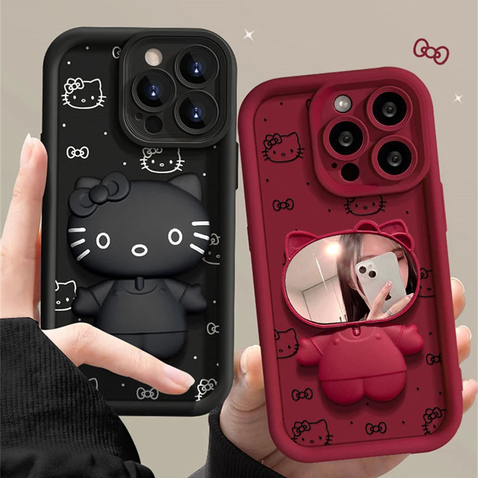 Hello Kitty Liquid Silicone iPhone Case with Cosmetic Mirror