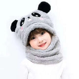 Cozy Cartoon Scarf Hat Set for Kids - Double Layer Wool Warmth