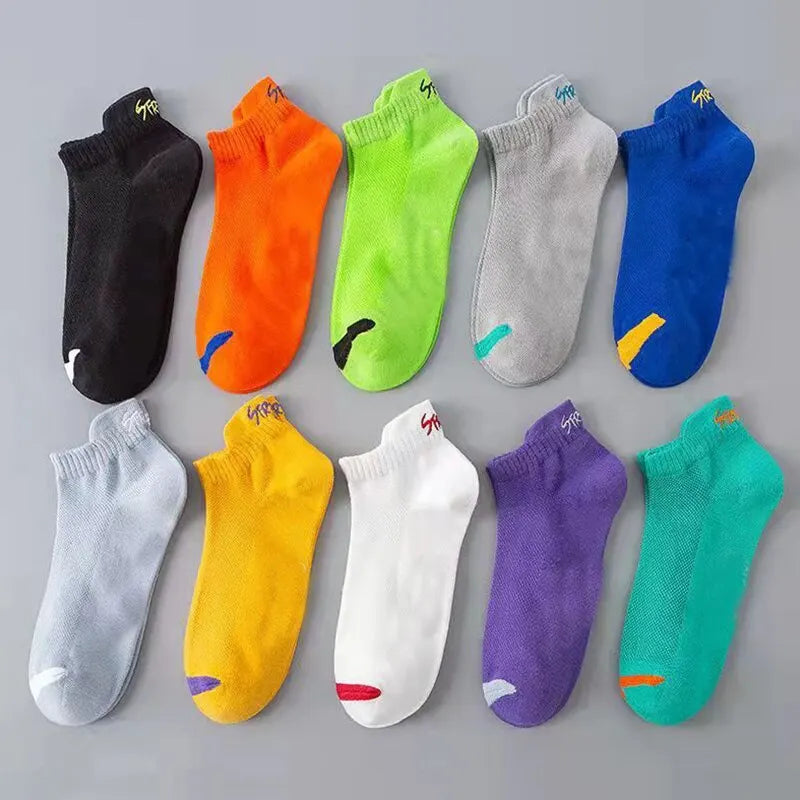 5 Pairs Bright Color Stylish Men's Ankle No Show Socks