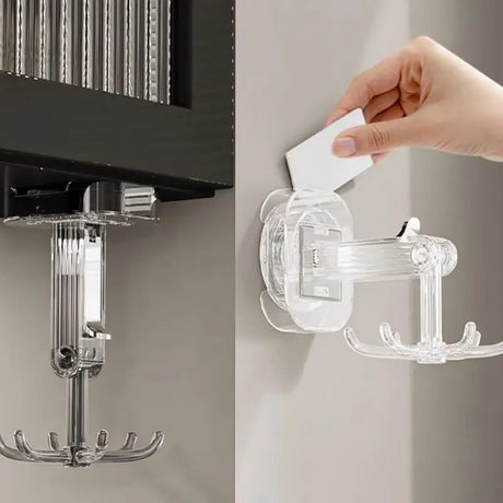 360° Rotating Suction Cup Kitchen Utensil Holder with Six-Claw Swivel Hook