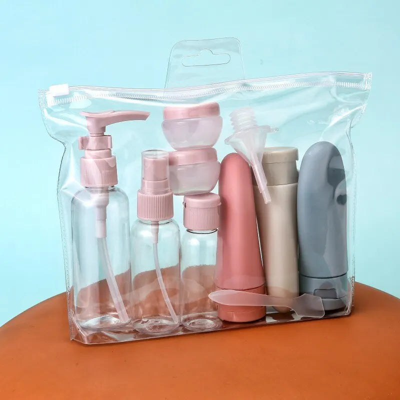 Compact 11-Piece Portable Liquid and Lotion Travel Bottle Set with Storage Bag