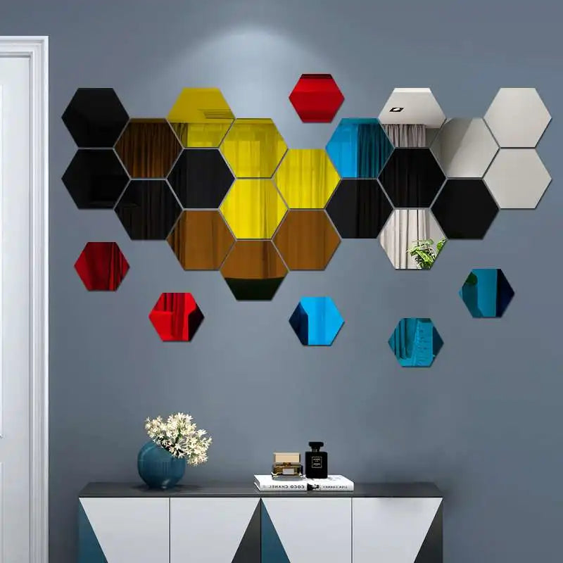 3D Hexagon Mirror Wall Sticker