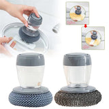 Eco-Friendly Stainless Steel Dishwashing Brush with Built-In Soap Dispenser - Kitchen Brush