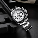 Luxury Chronograph Quartz Men's Business Watch with Sapphire Crystal Dial and Stainless Steel Case