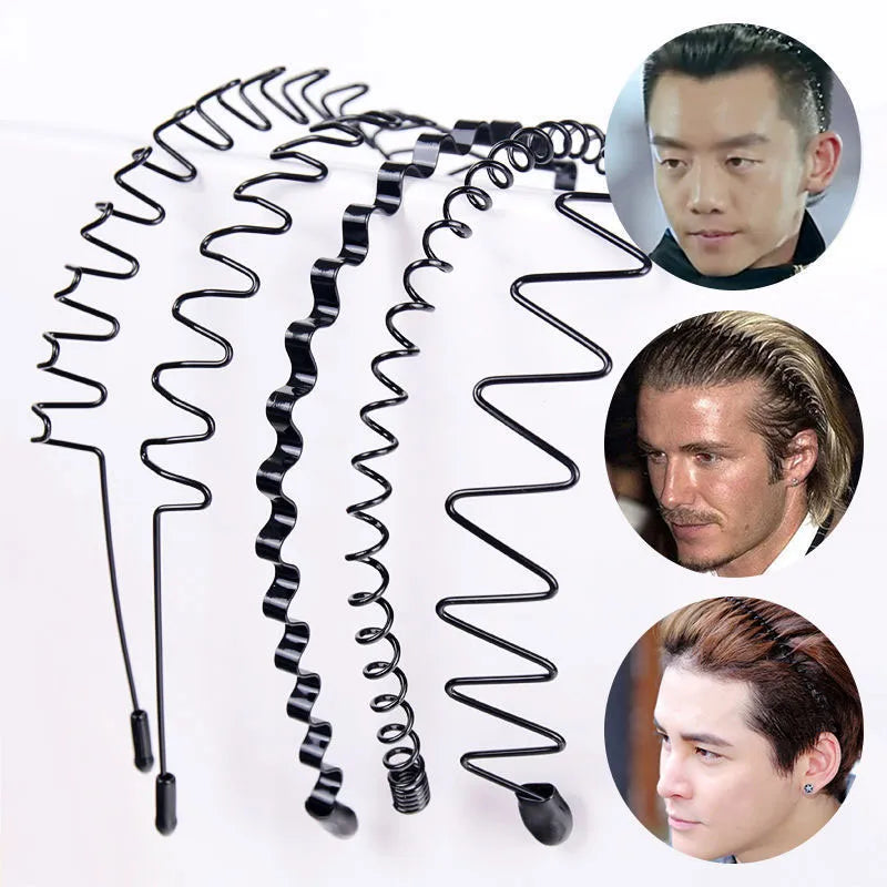 Unisex Alloy Wave Hair Hoop: 5mm Black Iron Headband for Sports and Fashion