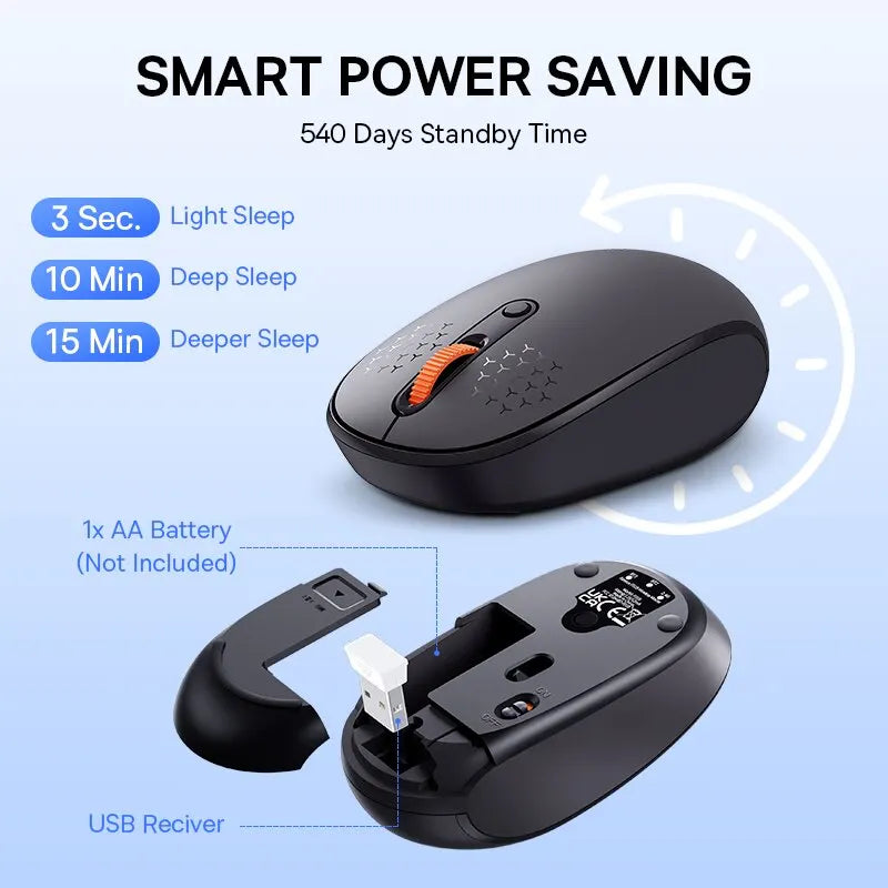 Silent Gaming Mouse with Bluetooth 5.0, Adjustable DPI, and Ergonomic Design