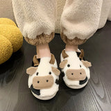 Milk Cow Fluffy Plush Slippers