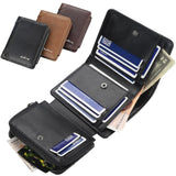New Men's PU Leather Wallet with Zipper and Vintage Coin Holder