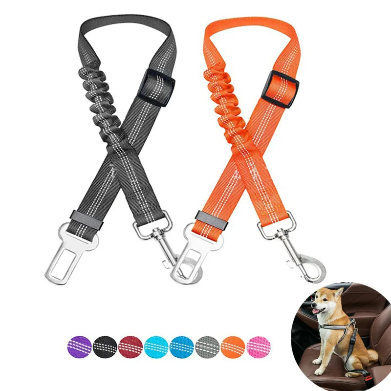 Safety-Focused Adjustable Dog Car Seat Belt Harness for Secure Travel with Reflective Nylon Design