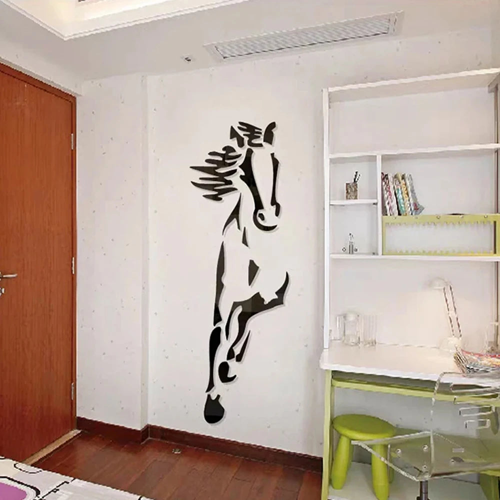 Elegant Horse-themed 3D Acrylic Wall Stickers for Stylish Room Transformation