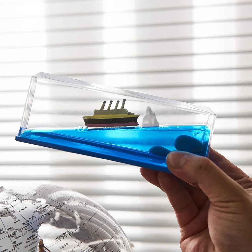 Unsinkable Titanic-Inspired Glass Hourglass Decor