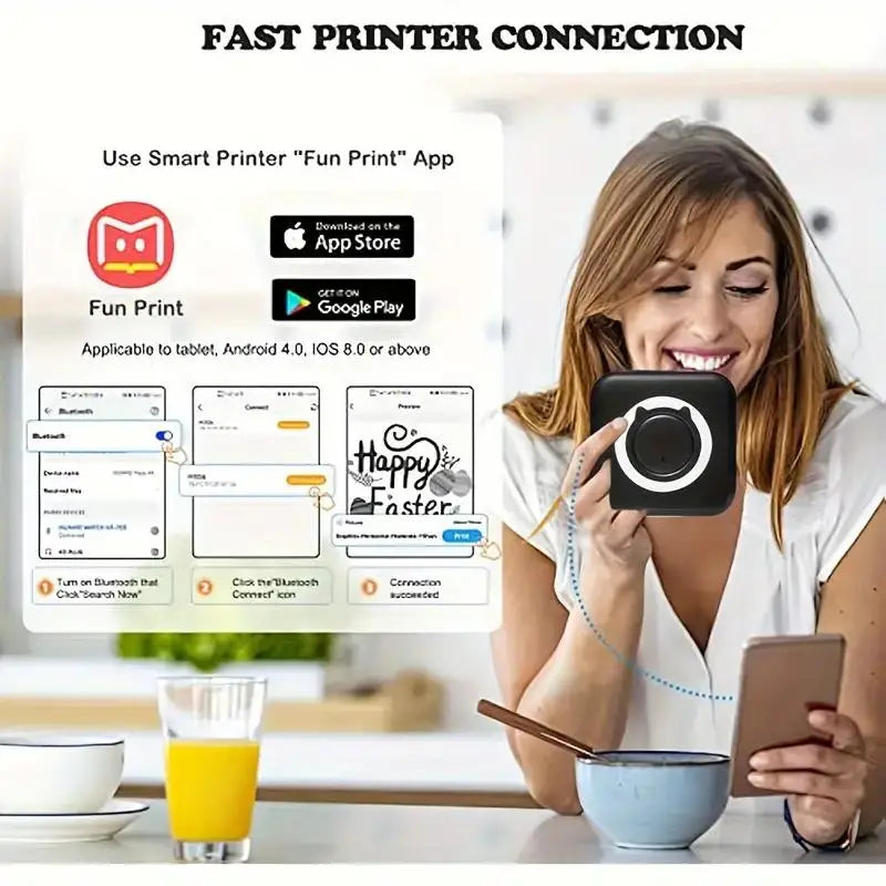 Mini Portable Wireless Thermal Printer for High-Quality Photo and Label Printing with USB Cable