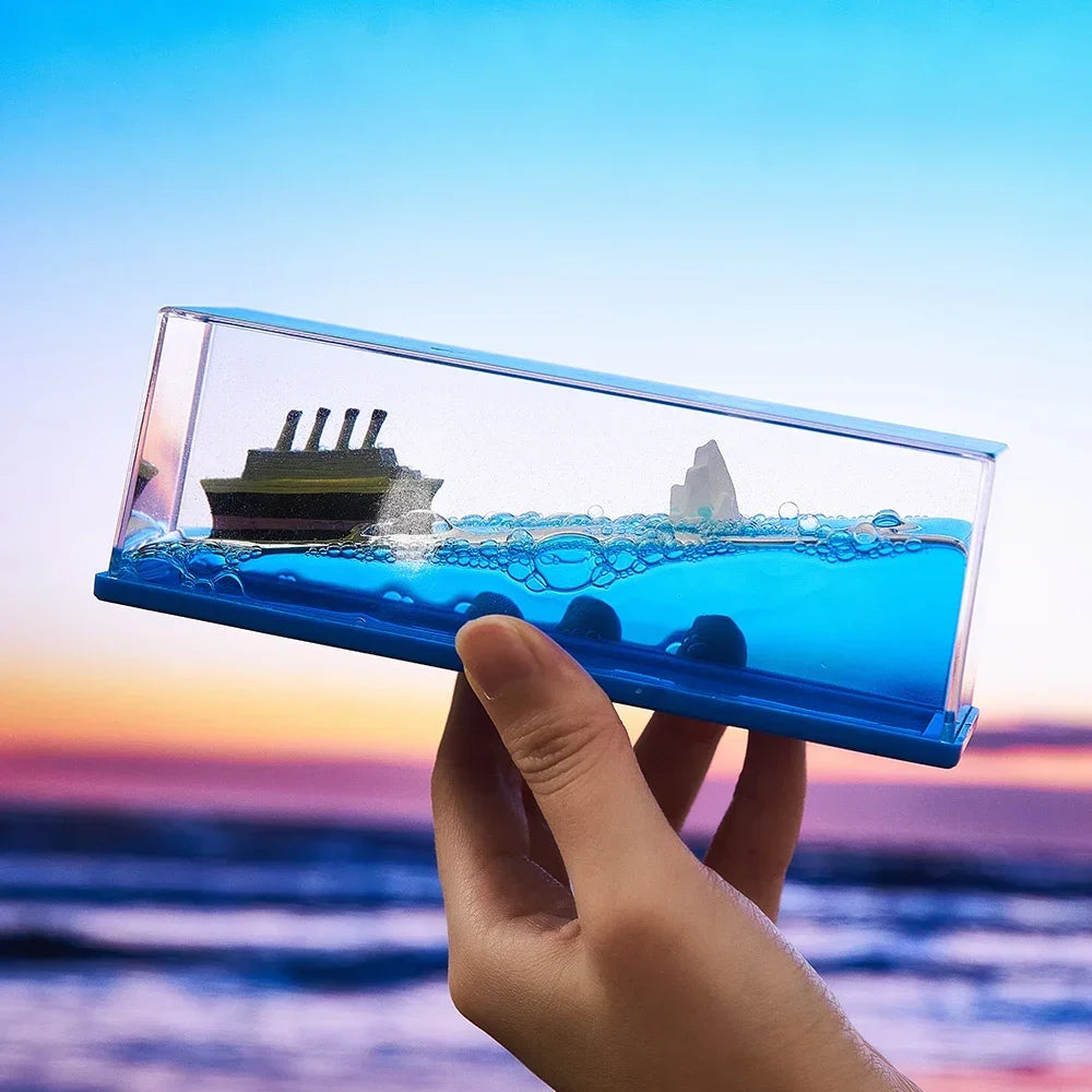 Unsinkable Titanic-Inspired Glass Hourglass Decor
