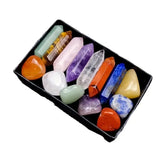 Crystal Chakra Healing Stones Set with Rose Quartz Gemstones - Hexagon Shape