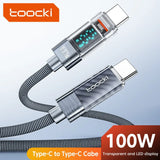 100W PD Display Transparent Type C to Type C Charging Cable