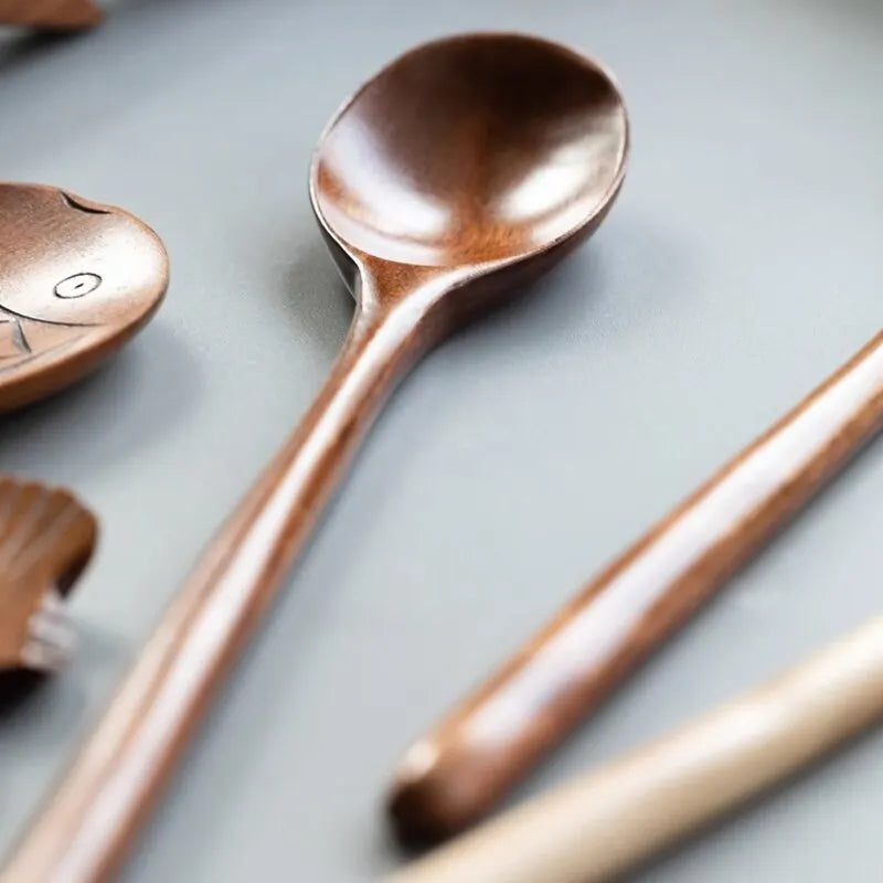 Japanese Style Wood Kitchen Spoon Set - Festive Dinnerware Gift