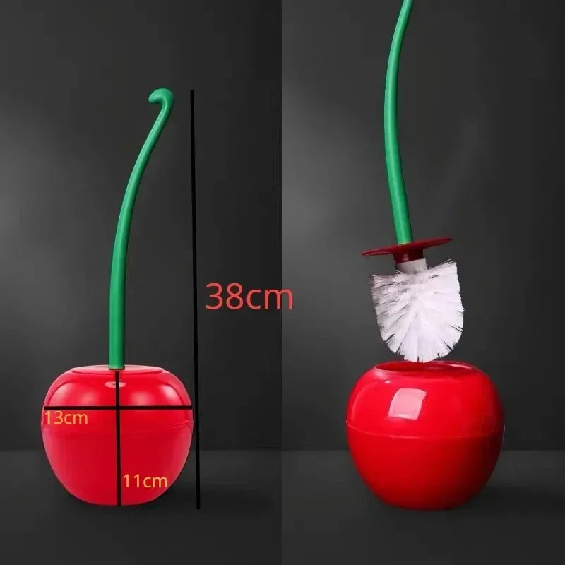 Red Cherry Shaped Lavatory Brush Holder Set