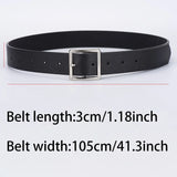 Women's 2023 Black Leather Belt with Square Buckle - Luxury Vintage Strap