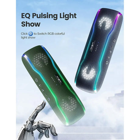 Waterproof Outdoor Portable Speaker with Bluetooth 5.3, 25W Power Output, and Colorful Light Show