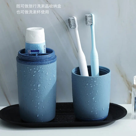 Portable Toothbrush and Toothpaste Travel Cup and Holder