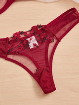 Seductive Embroidered Floral Lingerie Set with Ultra-Thin Bra - Sizes S-4XL