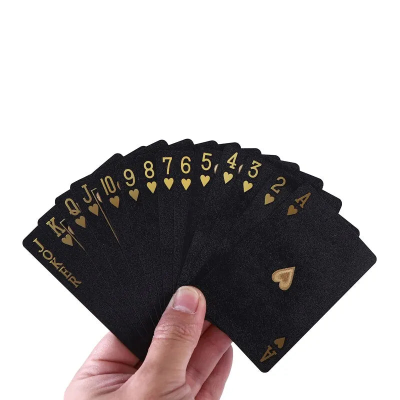 Luxury Black Gold Waterproof Playing Cards with Magic Dmagic Package - Perfect Game Gift Collection