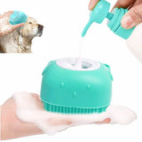 Gentle Silicone Pet Grooming Brush with Shower Gel Dispenser