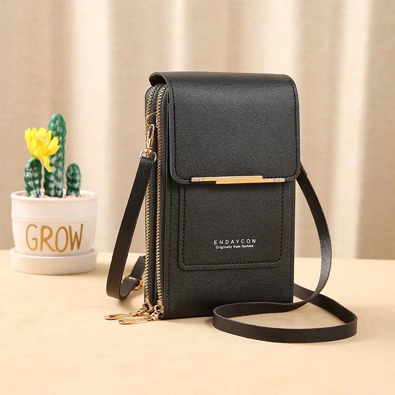 Elegant PU Leather Crossbody Bag for Women with Multiple Compartments and Touch Screen Phone Pocket