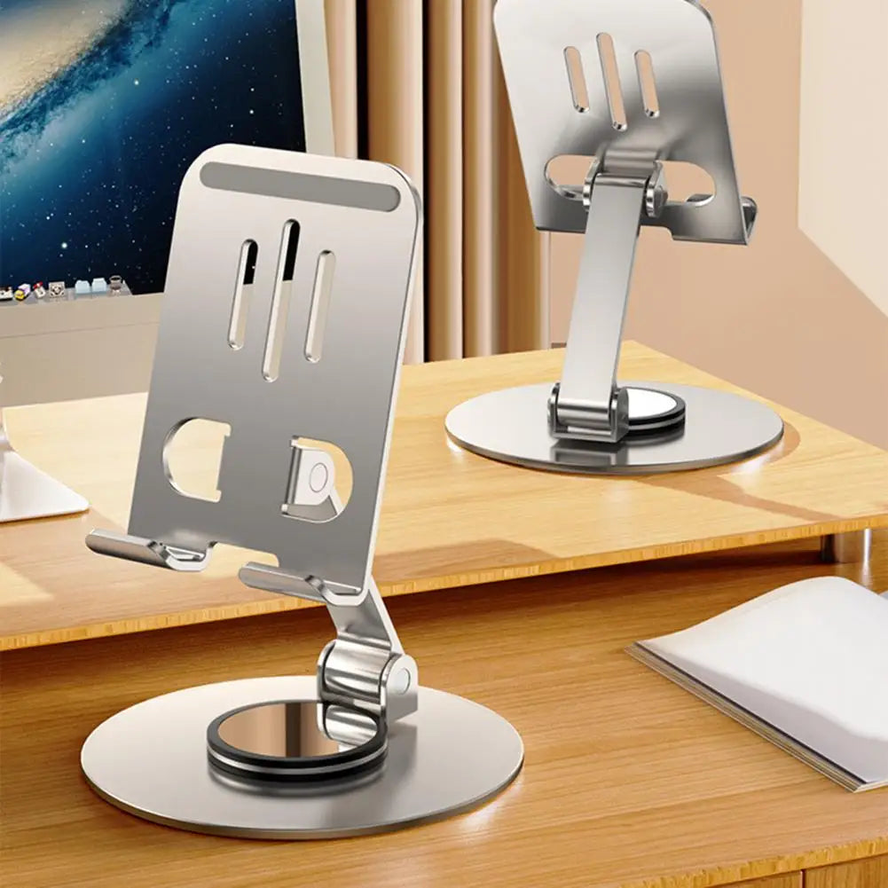 Swivel Axis Metal Desktop Phone Holder Stand with Stable Rotating Base