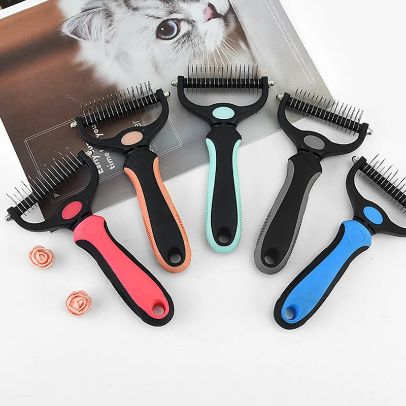 Pet Grooming Tool: Stainless Steel Deshedding Brush for Dogs and Cats