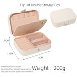 Stylish Double Jewelry Storage Box with Grid Pattern Zipper Bag