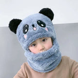 Cozy Cartoon Scarf Hat Set for Kids - Double Layer Wool Warmth