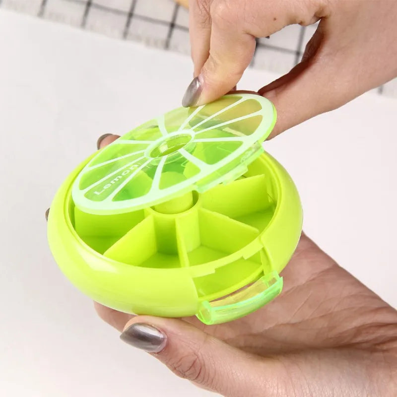 Portable 7-Day Rotating Pill Organizer and Eco-Friendly Material