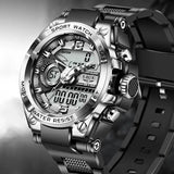 Men's High-Performance Military Watch with LED Quartz Movement & 50m Water Resistance