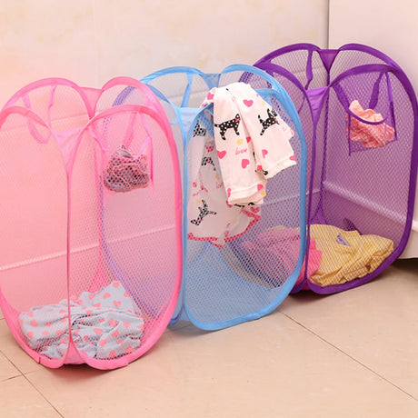 Portable Foldable Mesh Laundry Sorter with Ventilation for Home and Travel Use