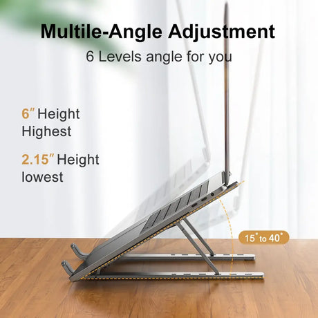 Lightweight, Versatile and Durable Portable Aluminum Laptop Stand with Ergonomic Design and Adjustable Heights for MacBook Air, Pro, and Other PC Laptops