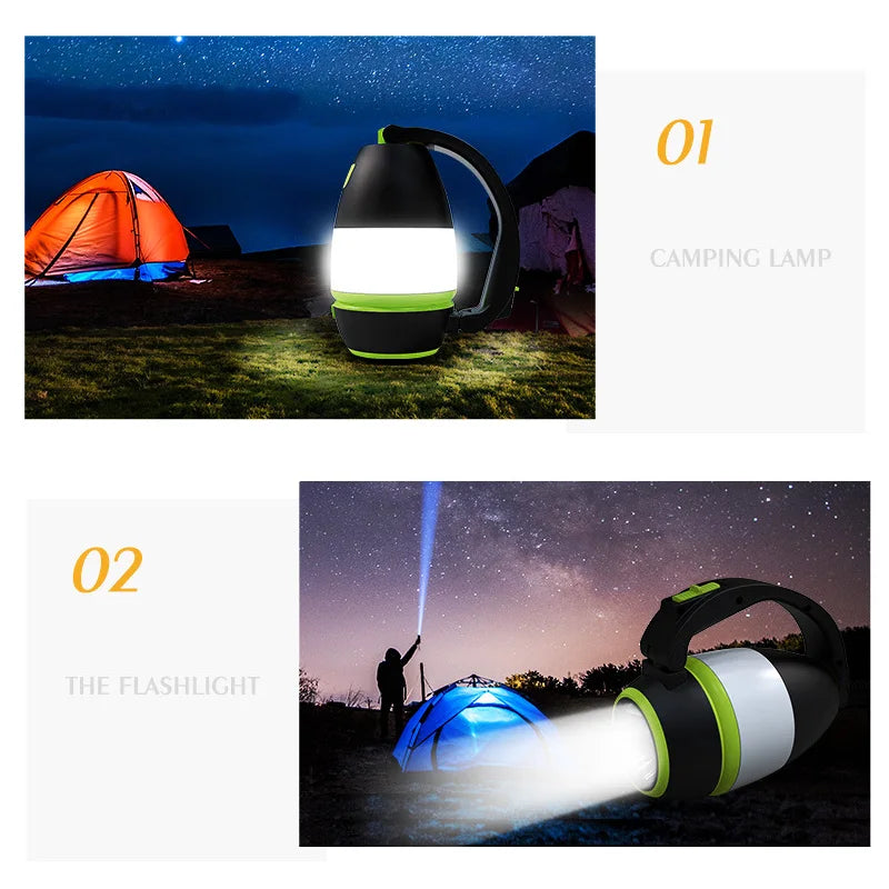 3-in-1 Portable Camping Light with USB Rechargeable Power Bank Features