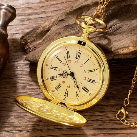 Vintage Steampunk Roman Numerals Pocket Watch Necklace Quartz Clock Pendant Chain Men Women