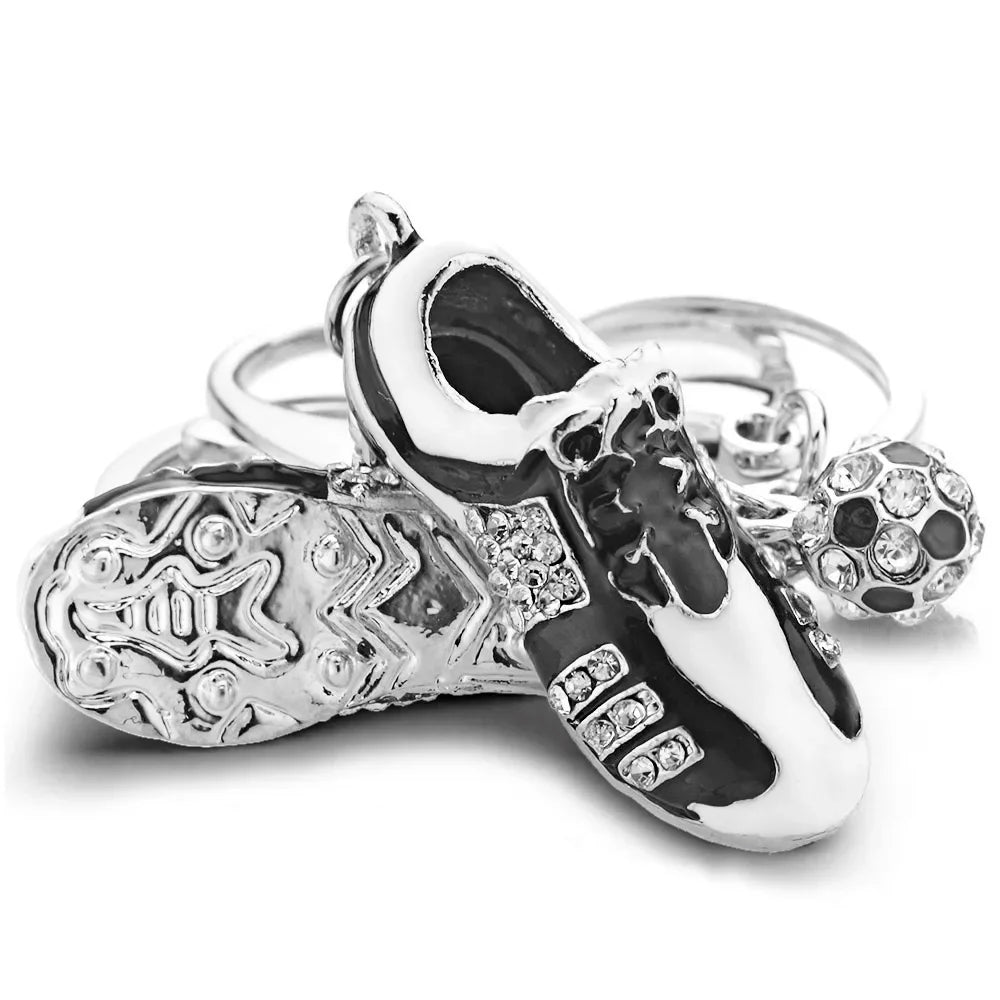 Crystal Rhinestone Football Soccer Shoes Keychain for Stylish Women