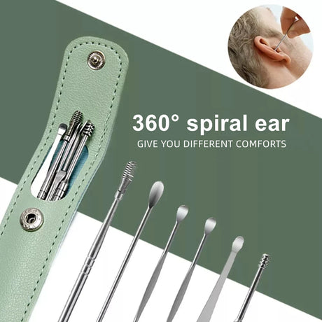 Ear Health Maintenance Kit with 6-Piece Stainless Steel Ear Cleaning Tools