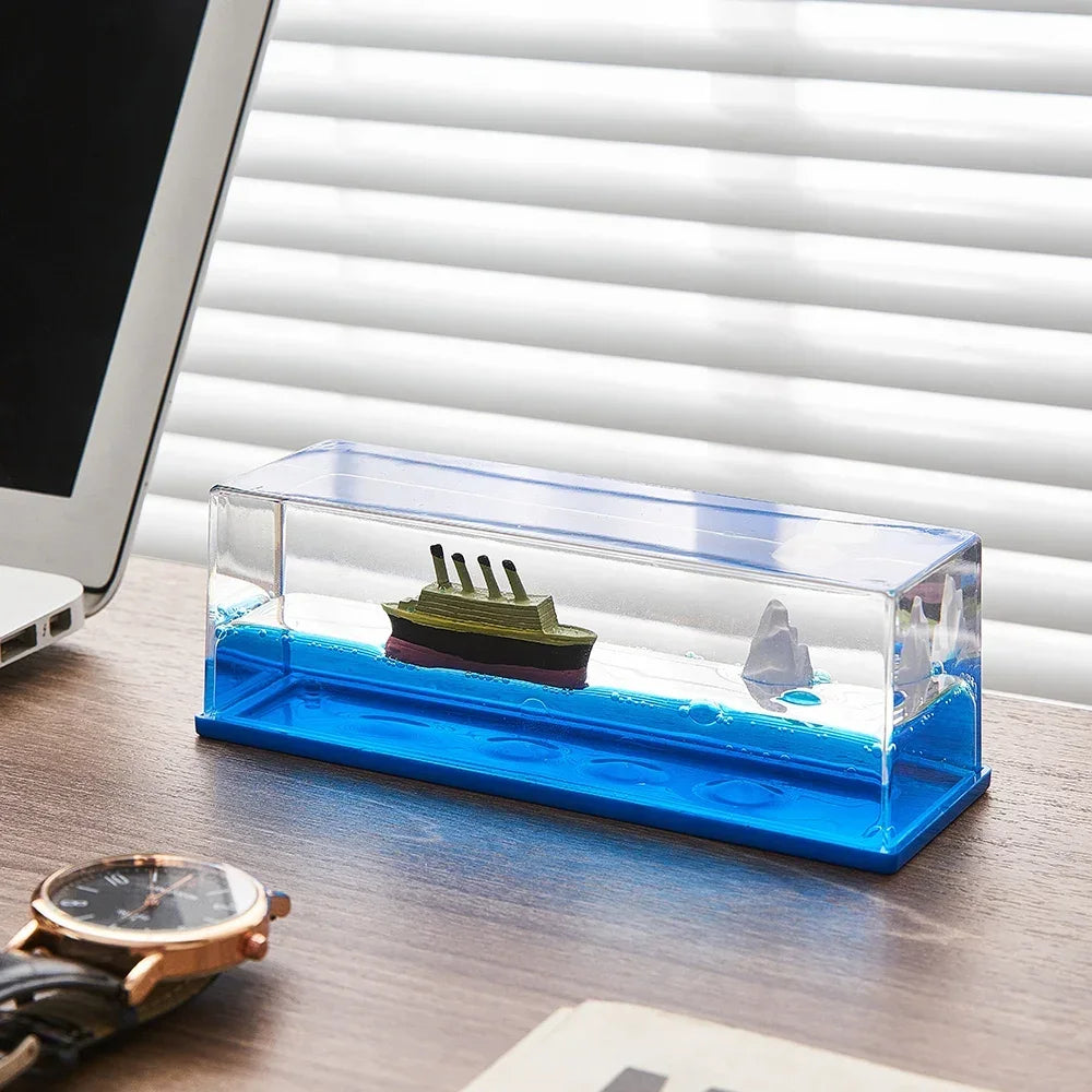 Unsinkable Titanic-Inspired Glass Hourglass Decor