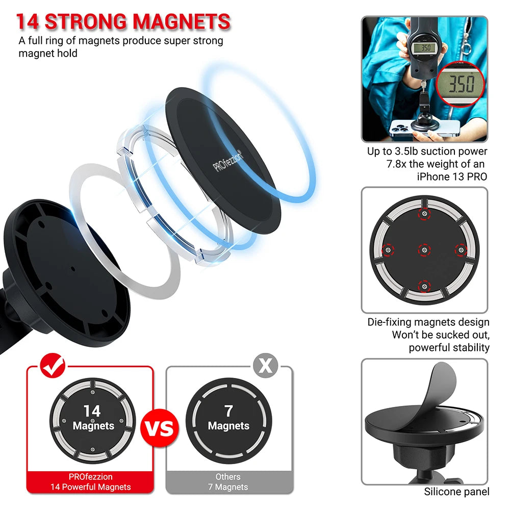 Hands-Free Magnetic Car Phone Mount Compatible with iPhone & Other Devices - Universal Air Vent Holder for Safe Driving