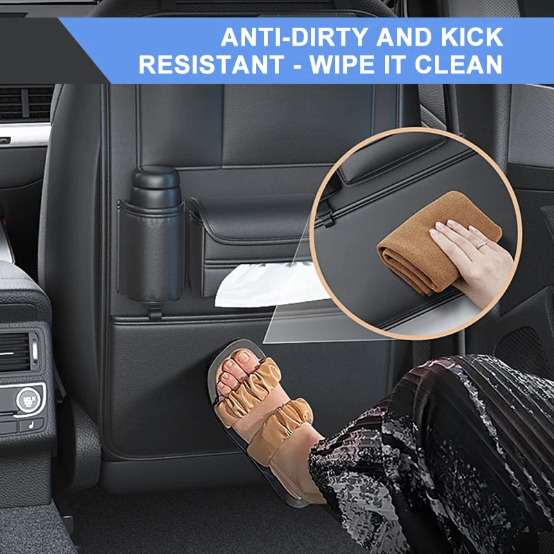Deluxe PU Leather Auto Back Seat Storage Bag with Anti-Scuff Protection