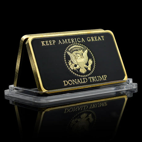 45th US President Donald Trump Commemorative Black Gold Plated Liberty Square Bullion Medal Coin 2021-2025